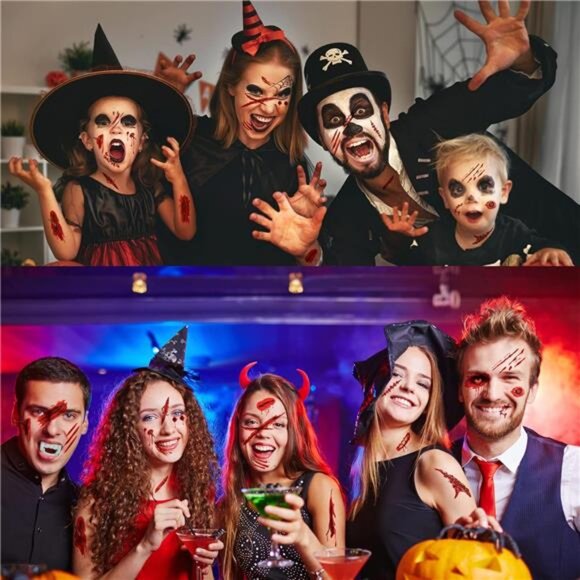 173PCS Halloween Bloody Footprints Floor Clings Plus Tattoos - Picture 5 of 8